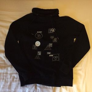 Black turtle neck hoodie sweatshirt